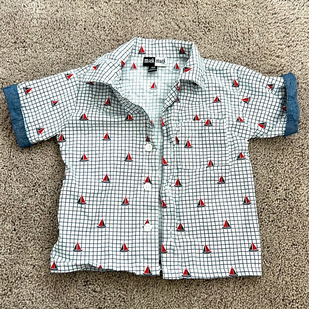 Sail boat button down shirt toddler